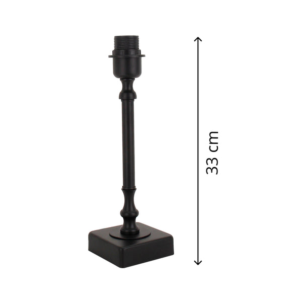 Various Metall Lampenfuß – Nickel Matt & Schwarz – Höhe 33 cm, E27-Fassung, quadratische Basis