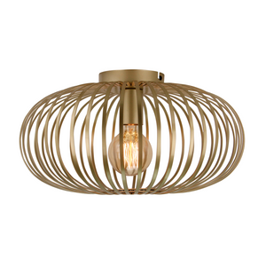 Die Chericoni Curvato Deckenleuchte in Gold, Ø40 cm, 1-flammig, E27, verleiht Räumen einen luxuriösen und warmen Glanz.