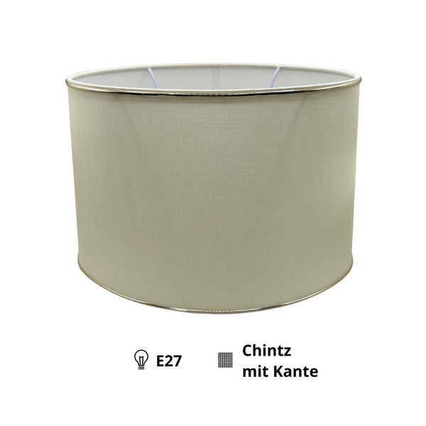 Various Lampenschirm Oval - Ø25, 30 oder 35 cm – Chintz - Creme mit Goldkante gläzend