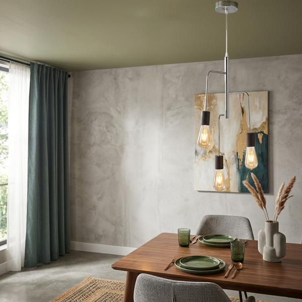 Chericoni Retro Hängeleuchte – Chrom – Schwarz – 3 Lichter