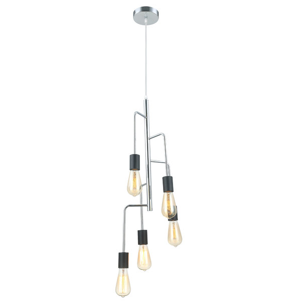 Chericoni Retro Hängeleuchte – Chrom – Schwarz – 5 Lichter