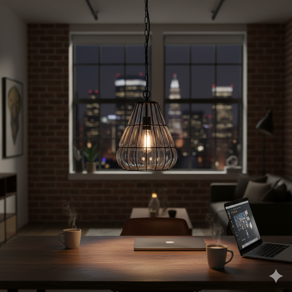 Chericoni Venezia Uno hanglamp - Ø30cm - 1 vlam - zwart metaal - glas