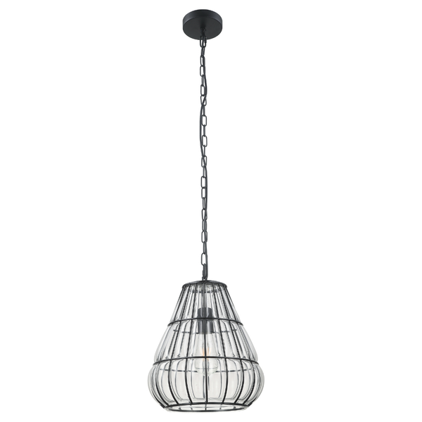 Chericoni Venezia Uno hanglamp - Ø30cm - 1 vlam - zwart metaal - glas
