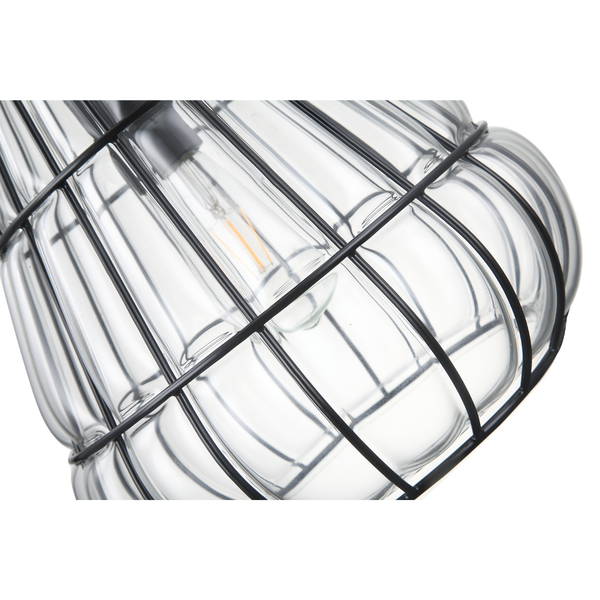 Chericoni Venezia Uno hanglamp - Ø30cm - 1 vlam - zwart metaal - glas