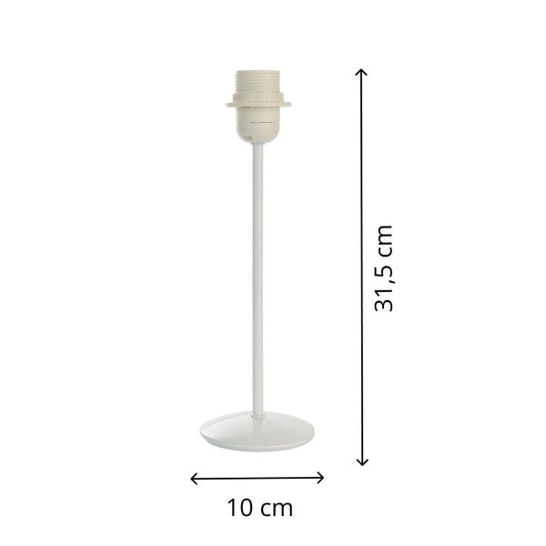 Various Lampenfuß Metall Weiß - 31,5 cm mit E27-Fassung – Schlicht, modern und vielseitig