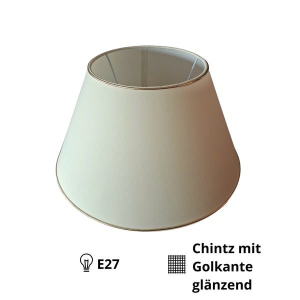 Various Lampenschirm Top Rund – Ø20, 35 oder 45 cm - Chintz - Creme mit Goldkante - Gläzend