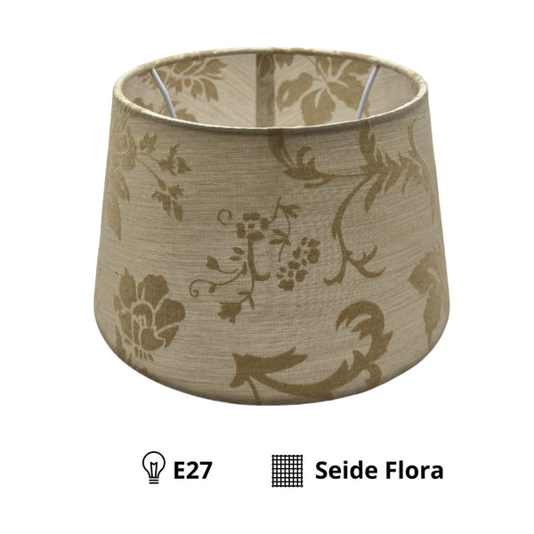 Various Lampenschirm Drum Rund - Braun – Trend Seide Flora – Ø20 cm