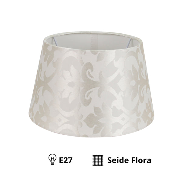 Various Lampenschirm Drum Rund - Beige – Trend Seide Flora – Ø20 cm