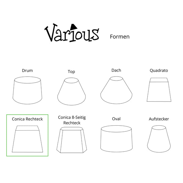 Various lampenkap Conica Rechthoek – Crème – Wollig