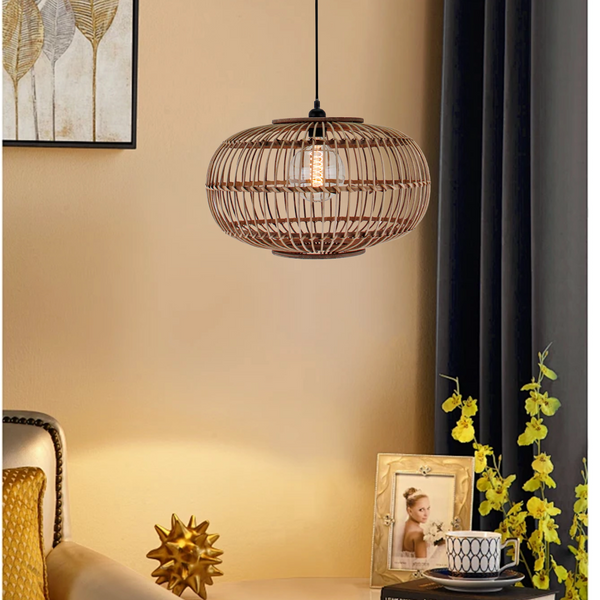 Various Pendelleuchte Esstisch - 1-flammig Vintage Design, Ø 48 cm, E27 Fassung, Hängelampe Wohnzimmer, Beige, Ohne Leuchtmittel