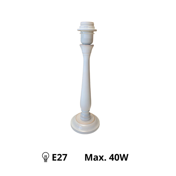 Diverse houten lampenvoet Berta in wit/crème – klassiek design met moderne elegantie (37 cm, E27)