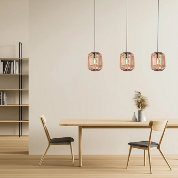 Various Pendellampe 3 Flammig Vintage Design, Pendelleuchte Esstisch, Hängelampe Wohnzimmer, E27 Fassung, Ø 22 cm, Höhe 120cm