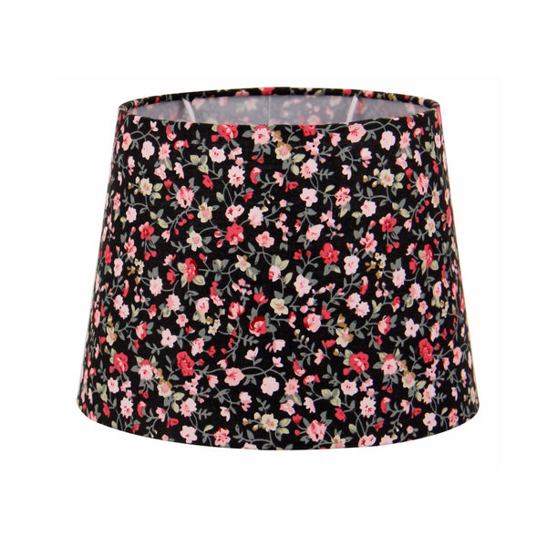 Various Blumen Lampenschirm Drum rund - Schwarz – 20 oder 25 cm – Romantisches Design