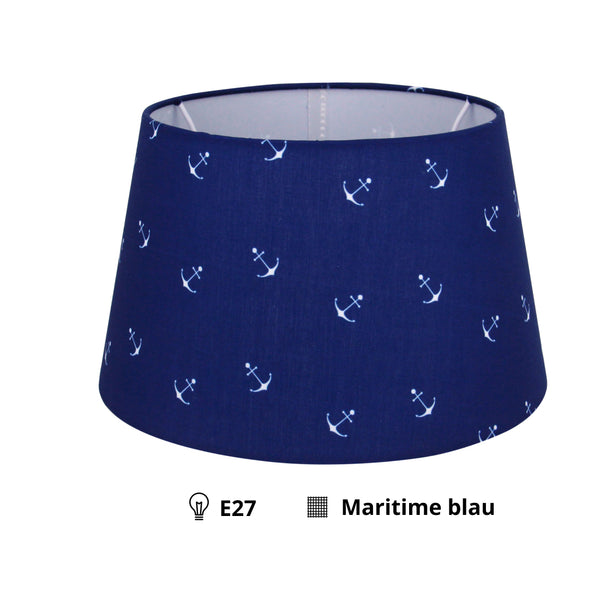 Various Lampshade Drum Round - Maritime - Blue - Ø20 cm - Small anchor