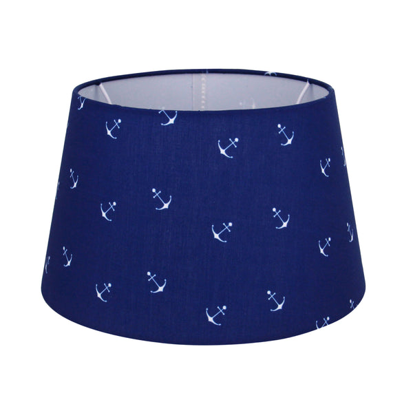 Various Lampshade Drum Round - Maritime - Blue - Ø20 cm - Small anchor