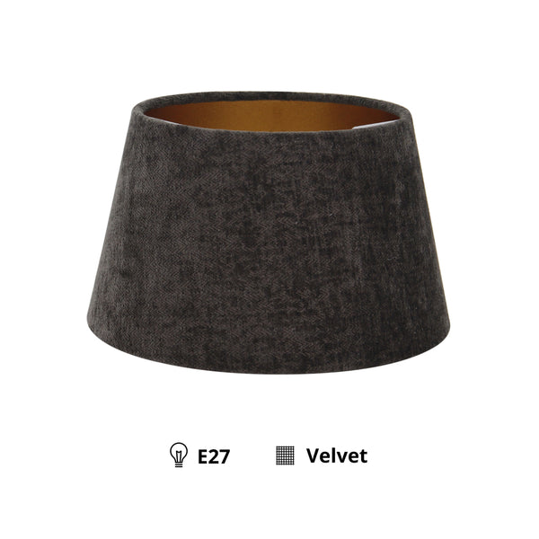 Various Lampenschirm Drum Rund – Anthrazit mit gold - Velvet - Ø25 cm
