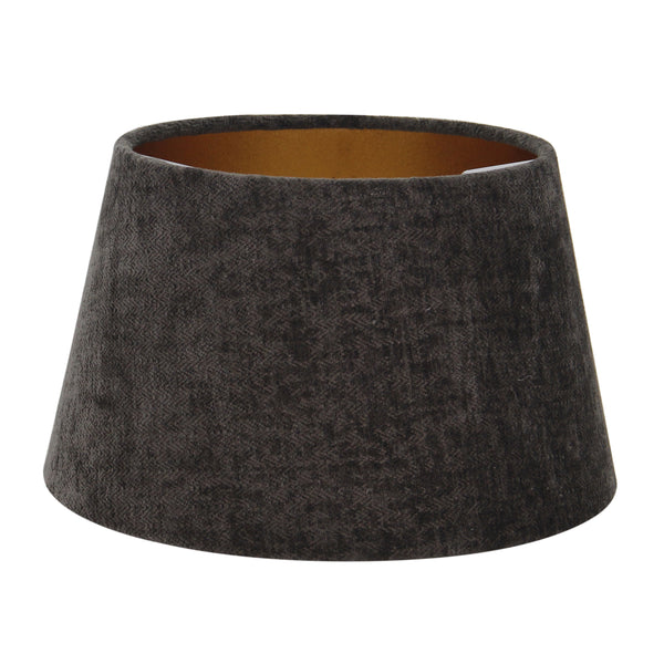 Various Lampenschirm Drum Rund – Anthrazit mit gold - Velvet - Ø25 cm