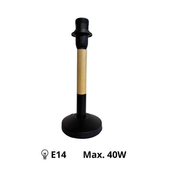 Various Holz-Lampenfuß Florenz – Schwarz/Natur (23 cm & 30 cm, E14)