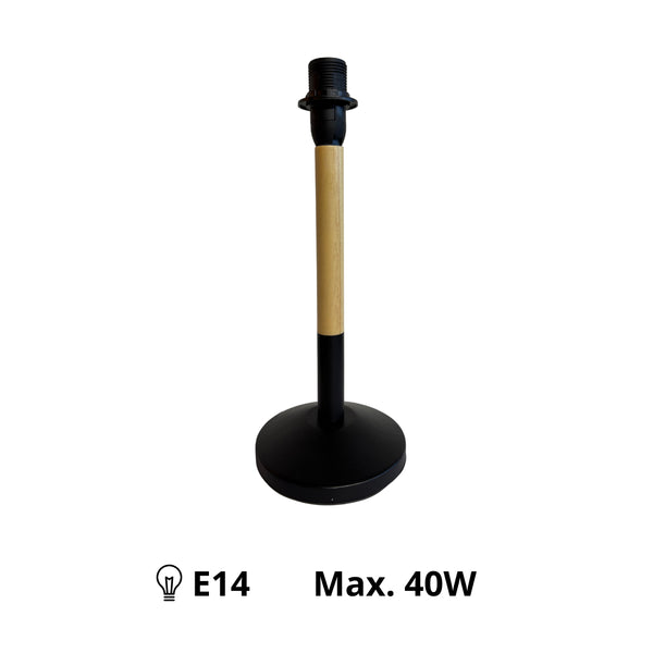 Various Holz-Lampenfuß Florenz – Schwarz/Natur (23 cm & 30 cm, E14)