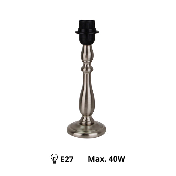 Various Lampenfuß Metall Nickel Matt – Dezentes Design in 28,5 cm Höhe mit E27-Fassung