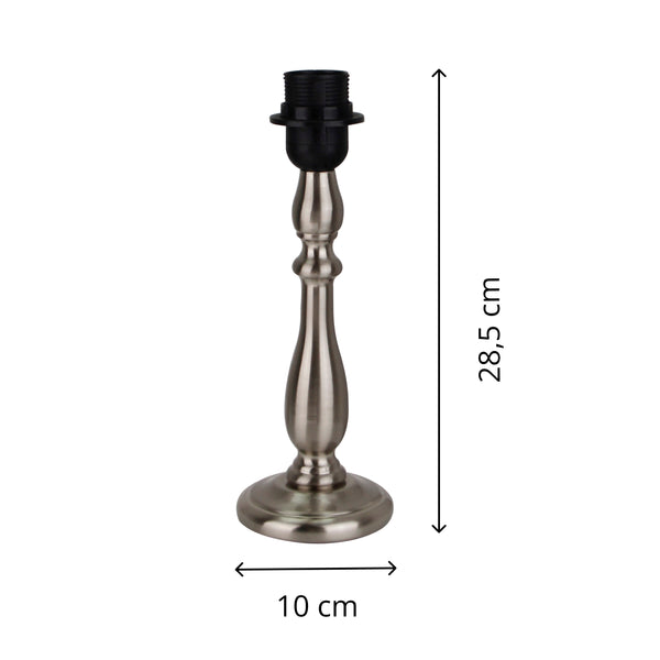 Various Lampenfuß Metall Nickel Matt – Dezentes Design in 28,5 cm Höhe mit E27-Fassung