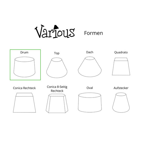 Various Lampenschirme Drum rund - Cotton - Grau - 20, 23 oder 40 cm