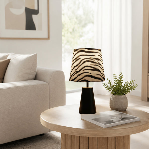 Various Zebra Tischleuchte – Ø20 cm – 1-flammig – Zebra Samt – E27