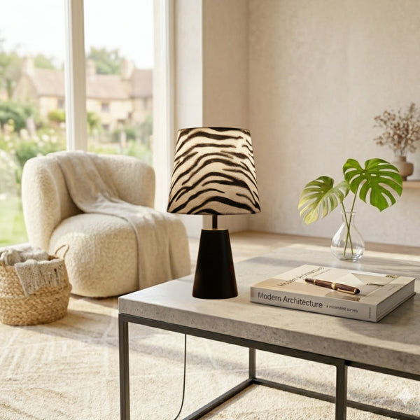 Various Zebra Tischleuchte – Ø20 cm – 1-flammig – Zebra Samt – E27