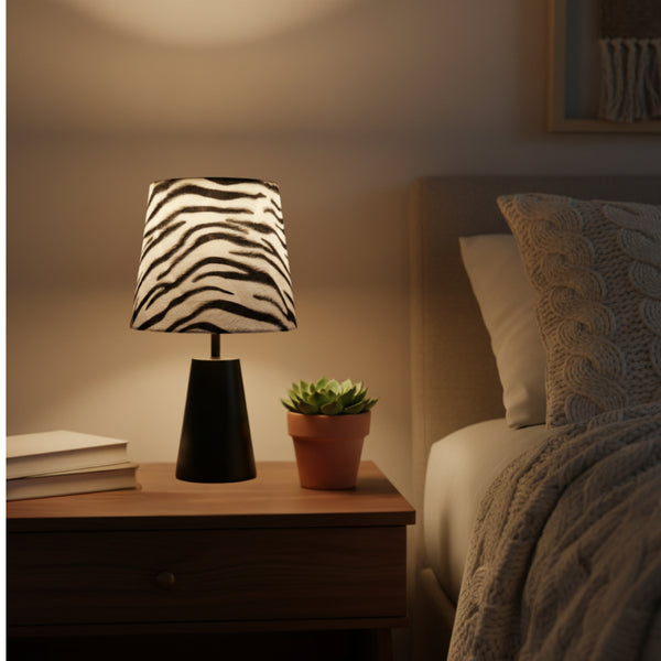 Various Zebra Tischleuchte – Ø20 cm – 1-flammig – Zebra Samt – E27