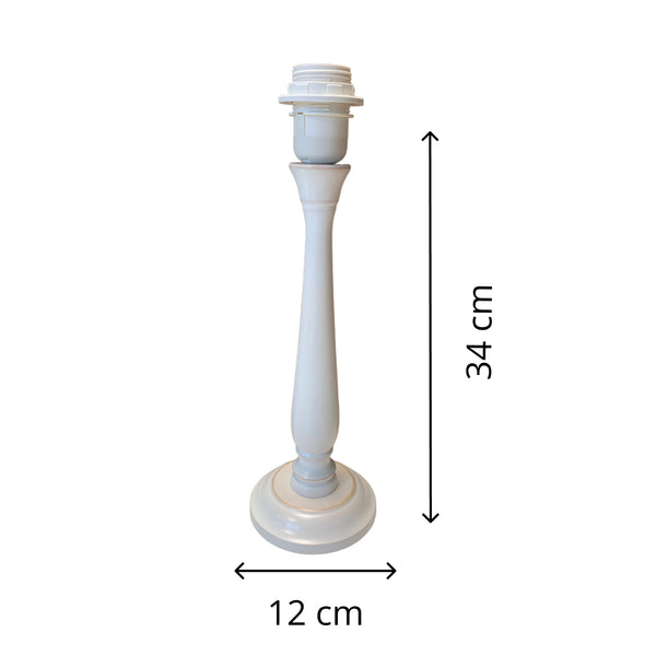 Various Holz-Lampenfuß Berta in Weiß/Creme – Klassisches Design mit moderner Eleganz (34 cm, E27)