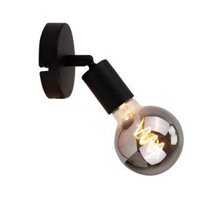 Chericoni Basic Wandleuchte, schwarz, Ø10 cm, 1-flammig, Knick-Design ohne Kordel, E27-Fassung.