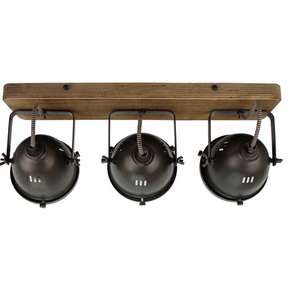 Die Chericoni Bella Deckenleuchte vereint Ø13 cm Black Steel und Vintage Holz, 3-flammig, für stilvolle Lichtpunkte im Raum.
