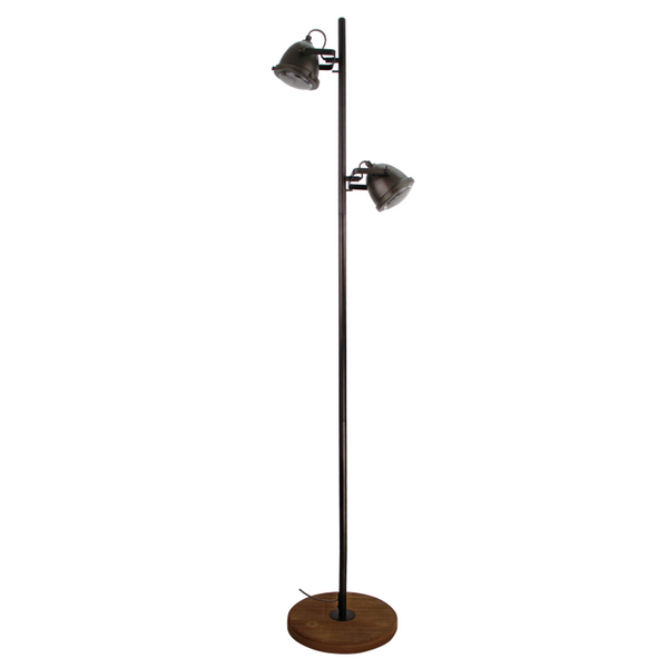 Chericoni Bella Stehlampe, 2-flammig, Höhe 153 cm, Ø11 cm, Schwarz & Holz, elegantes Design und funktionale Beleuchtung.