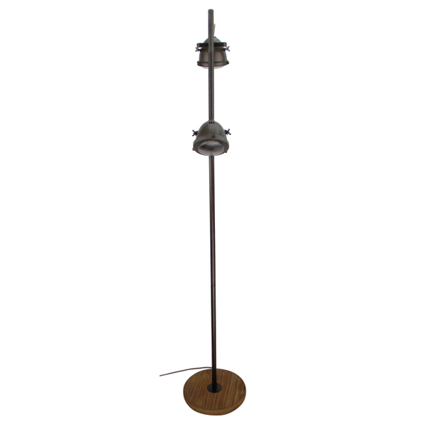 Stilvolle Chericoni Bella Stehlampe, 2-flammig, Ø11 cm, 153 cm hoch, Holz und Schwarz kombiniert für ein warmes Raumambiente.