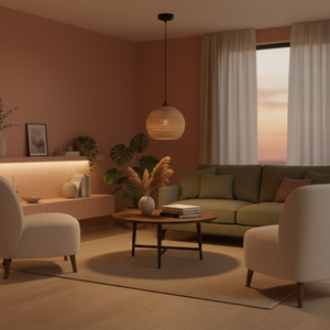 Natürliche Eleganz: Chericoni Carpi Pendelleuchte, Ø25 cm, aus Holz gefertigt, 1-flammig, ideal für Ess- und Wohnbereiche.