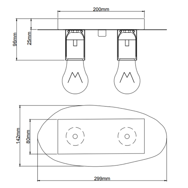Chericoni Colorato plafondlamp - 2-lamps - E27 - Buiskleur individueel selecteerbaar