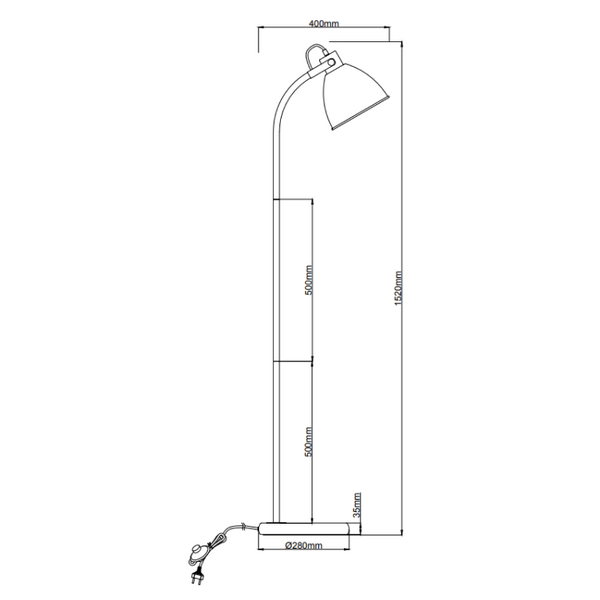 Elegante schwarze Chericoni Koen Stehlampe, 152 cm, 1-flammig, E27, ideal für Wohn- und Arbeitsräume.