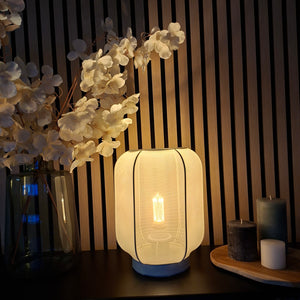 Natürliche Textil Tischlampe Japandi Stil – Lecce