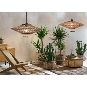 Naturfarbene Pendelleuchte Chericoni Nature Capello, Ø50 cm, 1-flammig, E27-Fassung, stilvoll und nachhaltig.