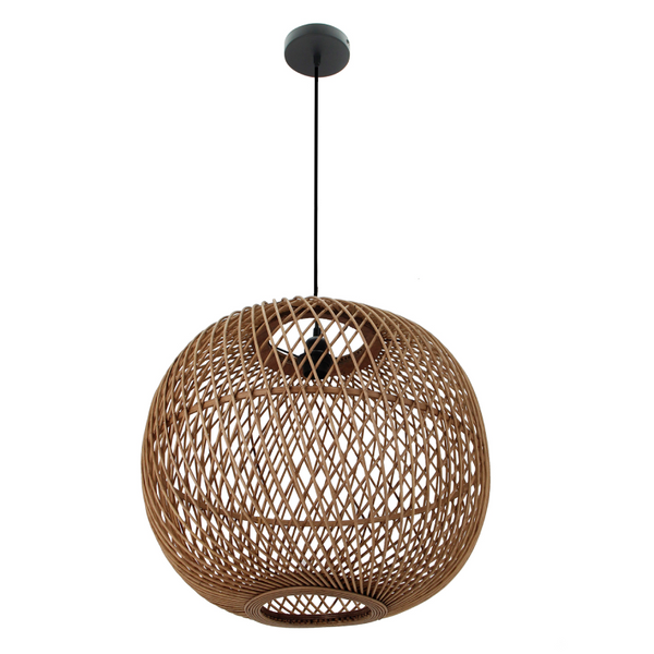Detailaufnahme des diagonalen Holzgeflechts der Chericoni Lampe