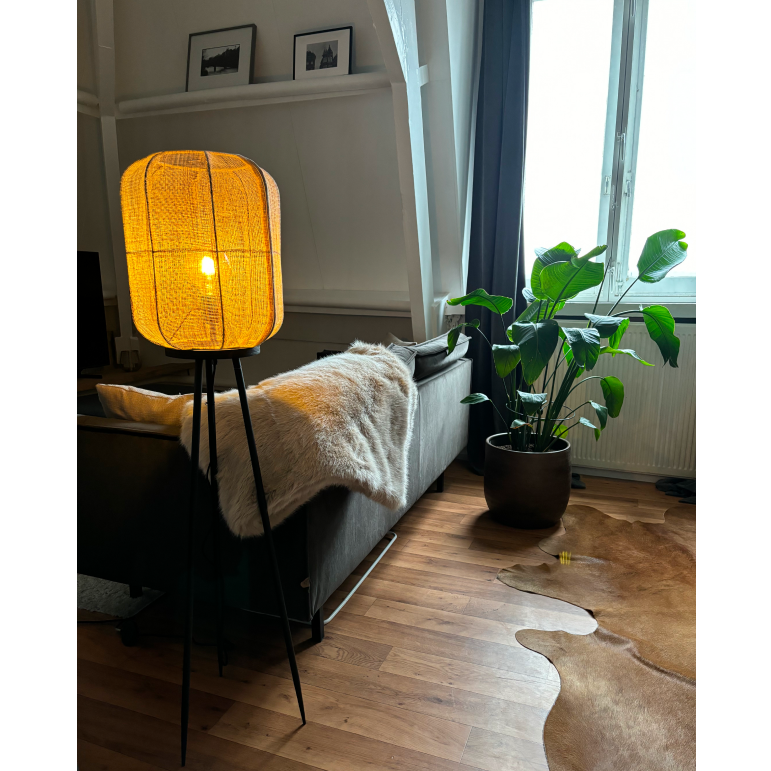 lampenschirm bambus stehlampe Chericoni Nature Jute Stehlampe – 1 flammig – Ø32 cm – E27 – Bamboe – Various Leuchten
