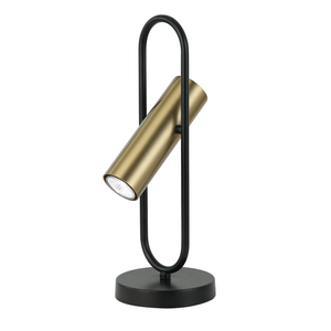 Chericoni Reggio Tischlampe, schwarz-gold, Ø15 cm, 1-flammig, GU10, stilvolle Beleuchtung für den Schreibtisch.