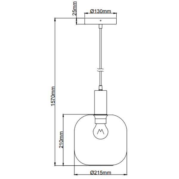 Zeitlose Pendellampe Chericoni Specchio Opaco, Glas, Ø21 cm, E27, einflammig, für Wohn- und Essbereich.