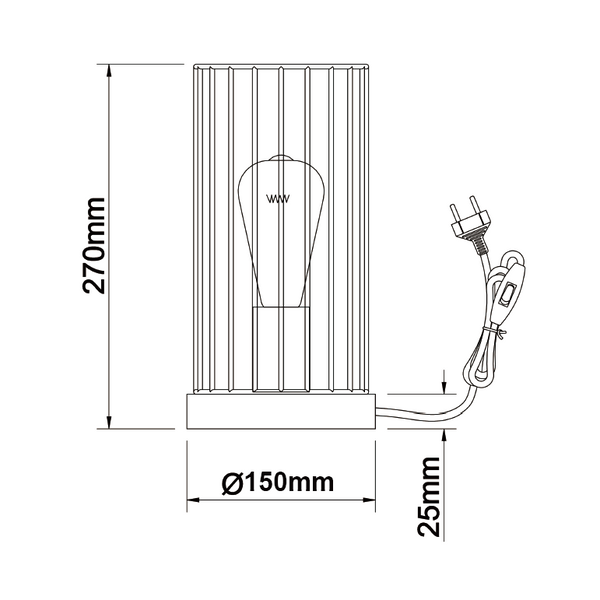 Minimalistische Tavola Tischlampe, Ø15 cm, Schwarz, 1-flammig, bietet modernes Design und flexible Leuchtmittelwahl durch E27-Fassung.