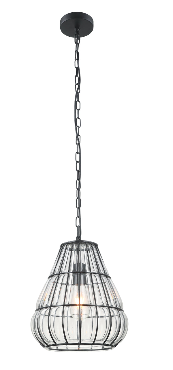 Moderne Hängelampe Chericoni Venezia Uno, Ø30 cm, 1-flammig, schwarz, Metall und Glas, dekorativ.