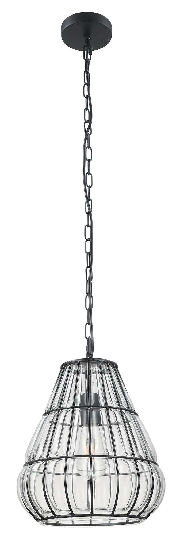 Schwarze Pendelleuchte Chericoni Venezia Uno, Ø30 cm, 1-flammig, aus Metall und Glas gefertigt.