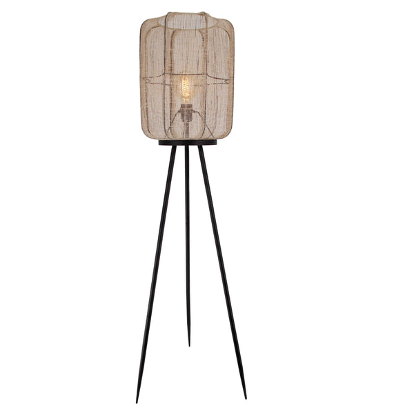 Stehlampe aus Bambus mit Jute-Schirm von Chericoni