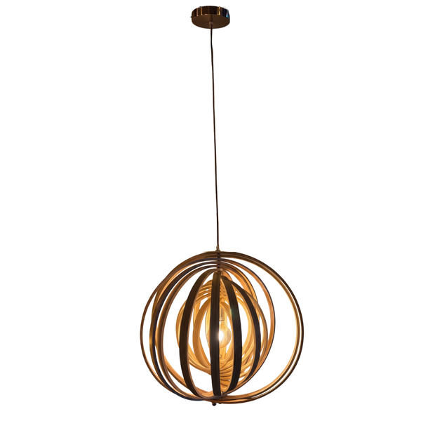 Detailaufnahme der Chericoni Ring Hanglamp aus natürlichem Holz.