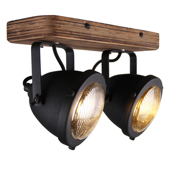 Chericoni Bella Deckenleuchte - 2-flammig - Ø12 cm - Schwarz - Holz, Metall, Eisen