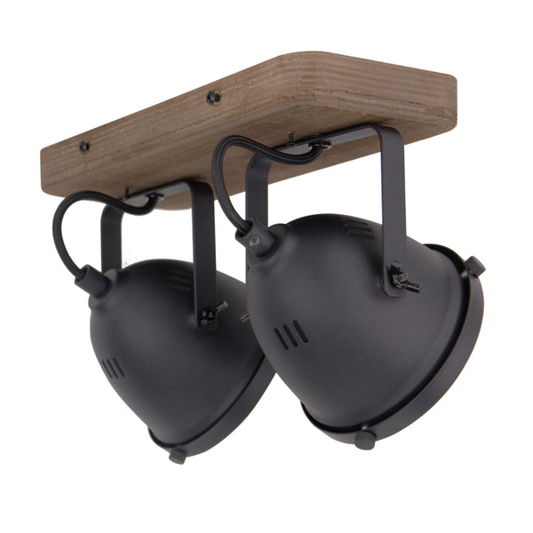 Chericoni Bella Deckenleuchte - 2-flammig - Ø12 cm - Schwarz - Holz, Metall, Eisen